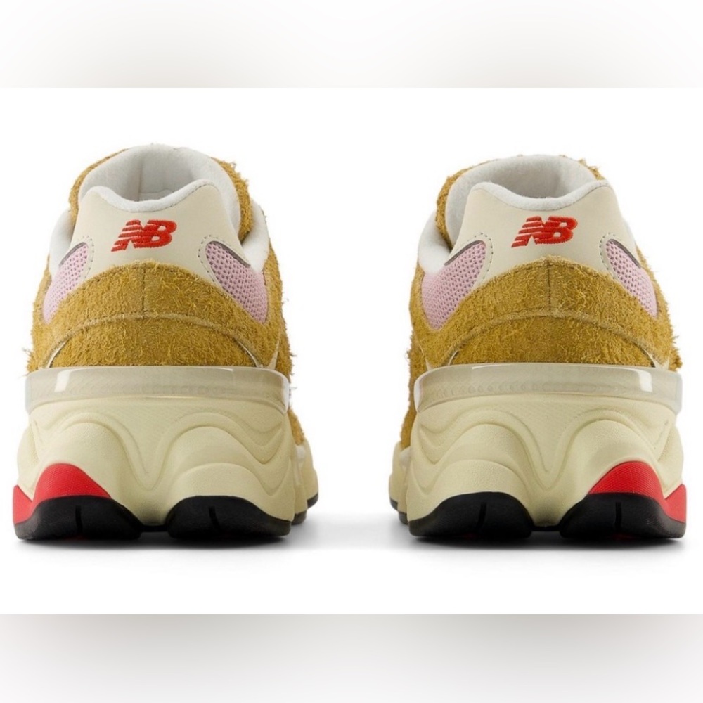 New Balance Mustard, Pink & Red 9060 Chunky Sneakers - Picture 3 of 5